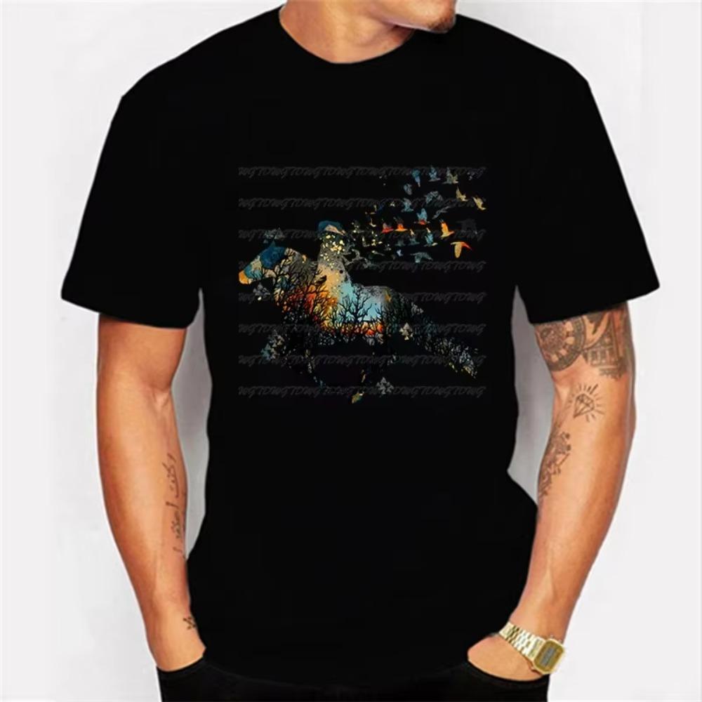 Short Sleeve Clothes Men's T-shirt Colorful Horse Girls Print Shirt Kawaii Shirt Men Women Tshirt Male Classic T-shirt Hombre