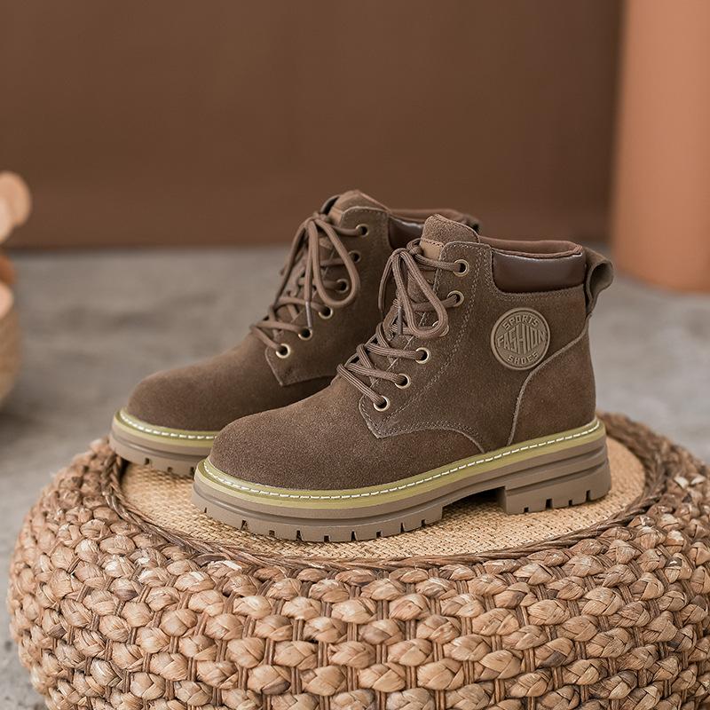 

Европейская станция ботинки Мартин женские осенние новые мягкая кожа мягкая подошва ретро женские короткие ботинки коровья замша матовые ботинки 40 темно-коричневого