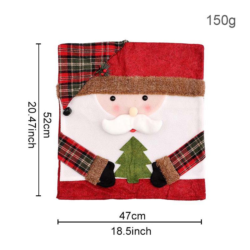 Christmas Chair Cover Home Xmas New Year Decoration Supplies Chair Seat Cover 3D Santa Claus Snowman Elk Chair Back Cover
