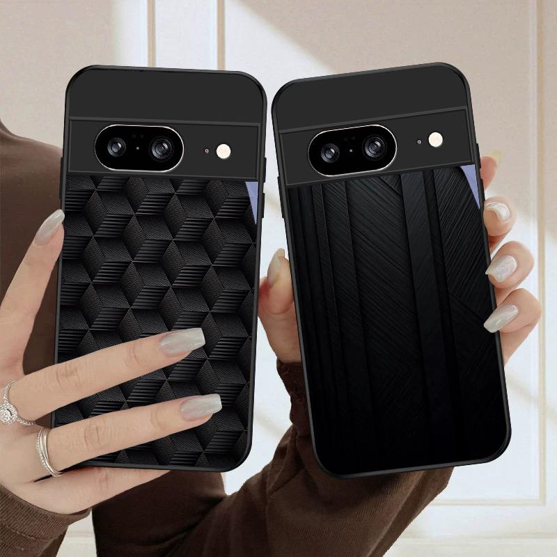Dark geometric texture For Google Pixel 10 Pro XL Pixel 9 Pro XL Pixel 8a 7a Pixel 7 Pro Pixel 8 7 9 10 Black Glass Phone Case