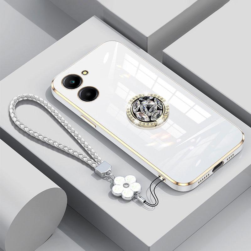 

Чехол Realme 10 4G с ремешком, роскошный чехол с бриллиантовым держателем для OPPO Realme 10 pro Plus Reno10 5G Чехлы-чехлы Realme10 Stand Ring Realme10 pro plus&Case & Holder бежевый