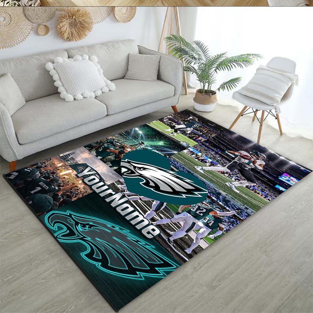 Philadelphia Eagles Customize Text Carpet Perfect For Outdoor Dormitory Dining Room Balcony Antislip Rug Anime Office Decor Best For Christmas