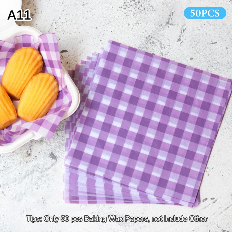 50Pcs Food Grade Baking Wax Paper Strawberry & Floral Patterned Paper Squares Non-Stick Cake Burger Chips Wrapping Papers