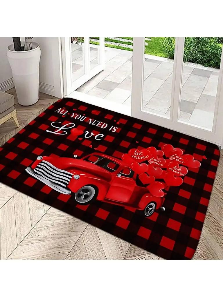 Love Heart Mat Home Indoor Welcome Valentine'S Day Design Doormat Non-slip Entrance Floor Carpet Washable Bathroom Bedroom Rug