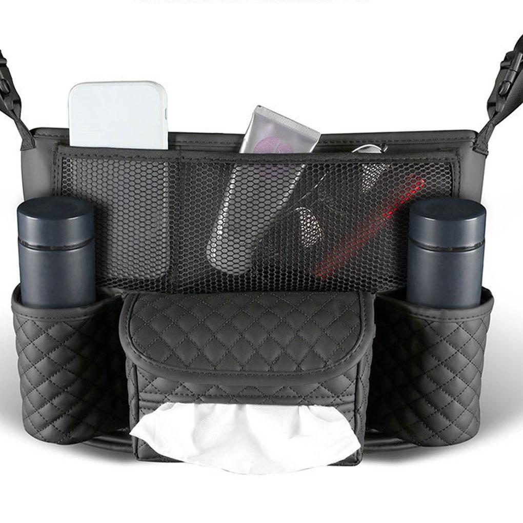 Black Leather Car Seat Organizer Large Capacity And Convenient Storage Car Storage Pockets