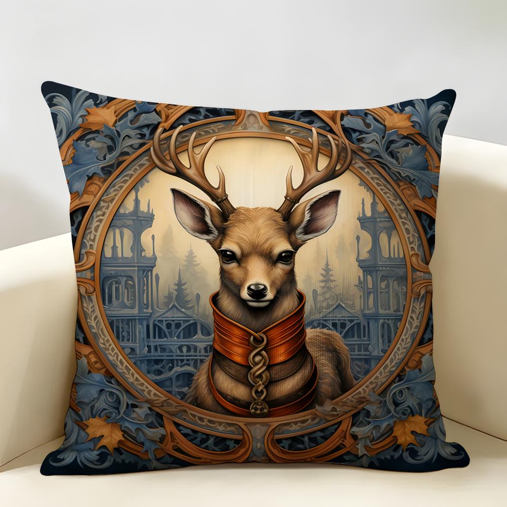 Funny Animal Vintage Portrait Cushion Cover Natural Linen Organic Fabric DoubleSided Printing Room Sofa Decor Pillow Case