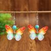 Fashion Gradient Color Butterfly Earrings Fresh Forest Vibe Dangle Earrings Niche Retro Design Stylish Ear Jewelry For Women