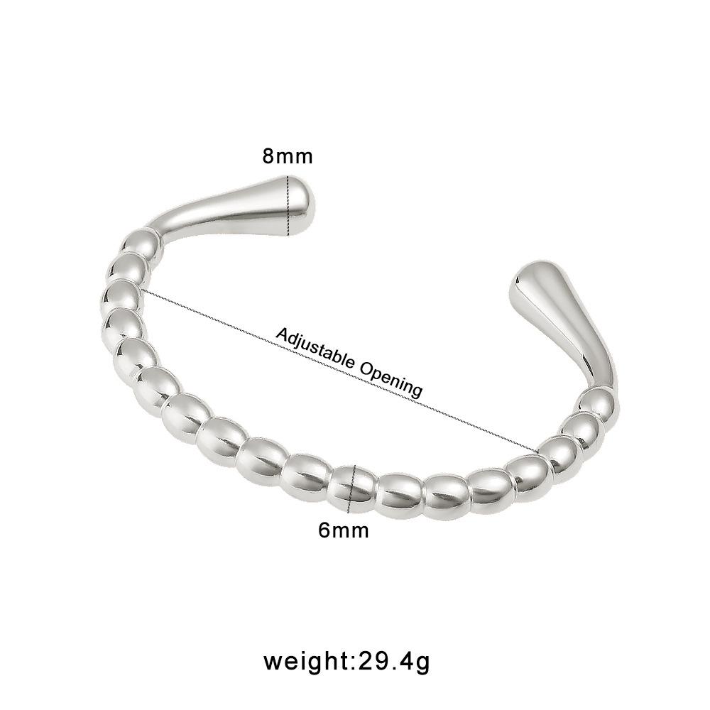 Versatile Beaded Open Bracelet - 18K Gold Plated Titanium Steel Fashion Accessory