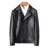 Men's Slim Korean Style Leather Motorcycle Jacket with Big Lapel for Spring & Autumn