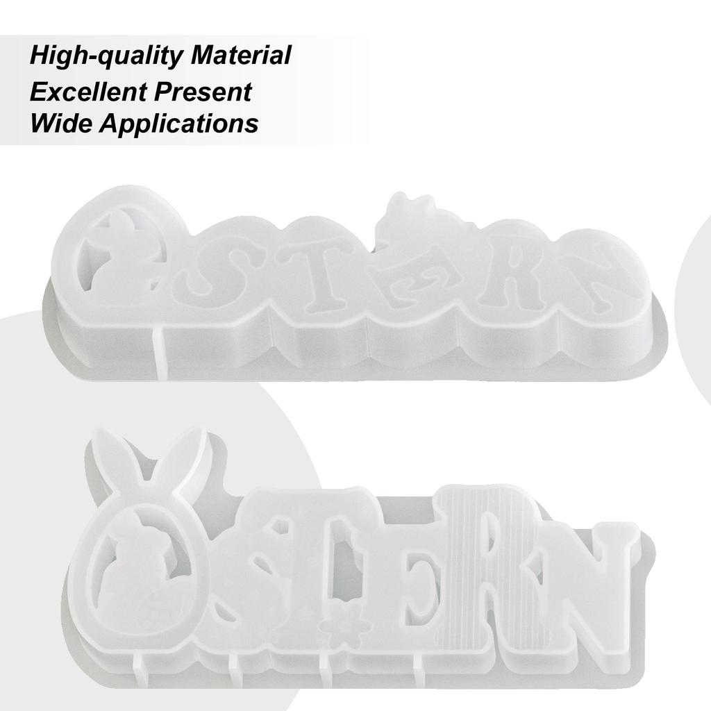 Easter Silicone Molds Silicone Rabbit Letter Crafting Mould Holiday Ornament Molds For Art Resin Plaster Easter Decor Ornament