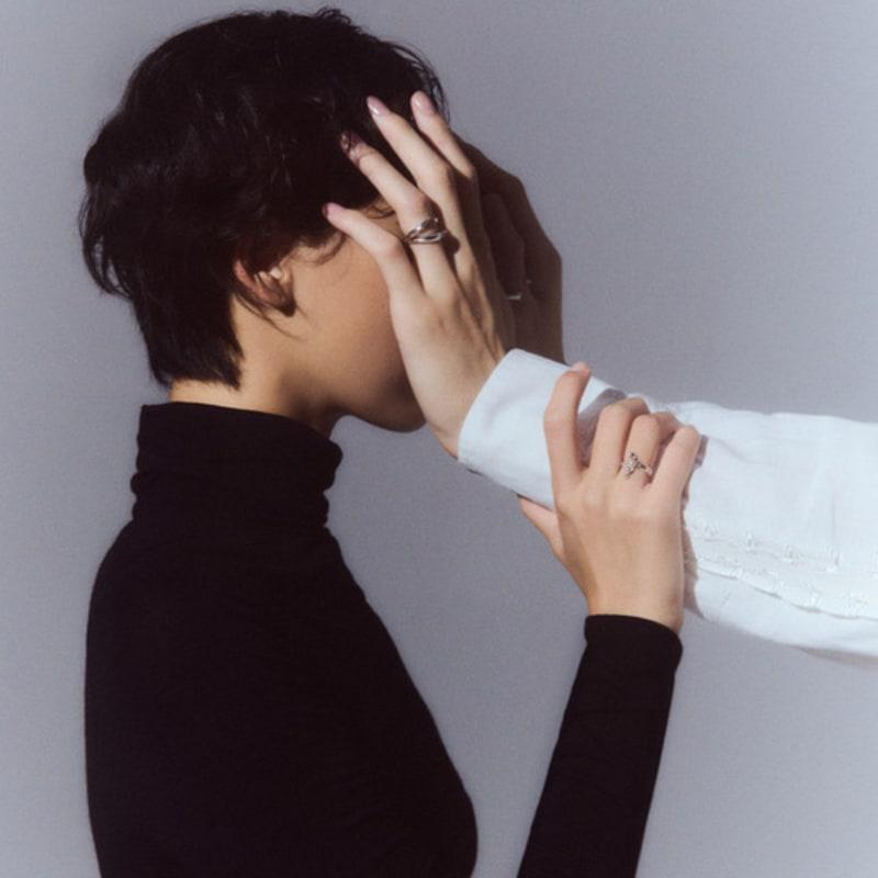 Hustad 245 Flower Leaf Open Ring_ 925 Silver Flower Open Ring