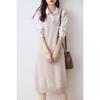Women's 100% Wool V-Neck Sleeveless Knitted Vest Dress - Long Cardigan Style
