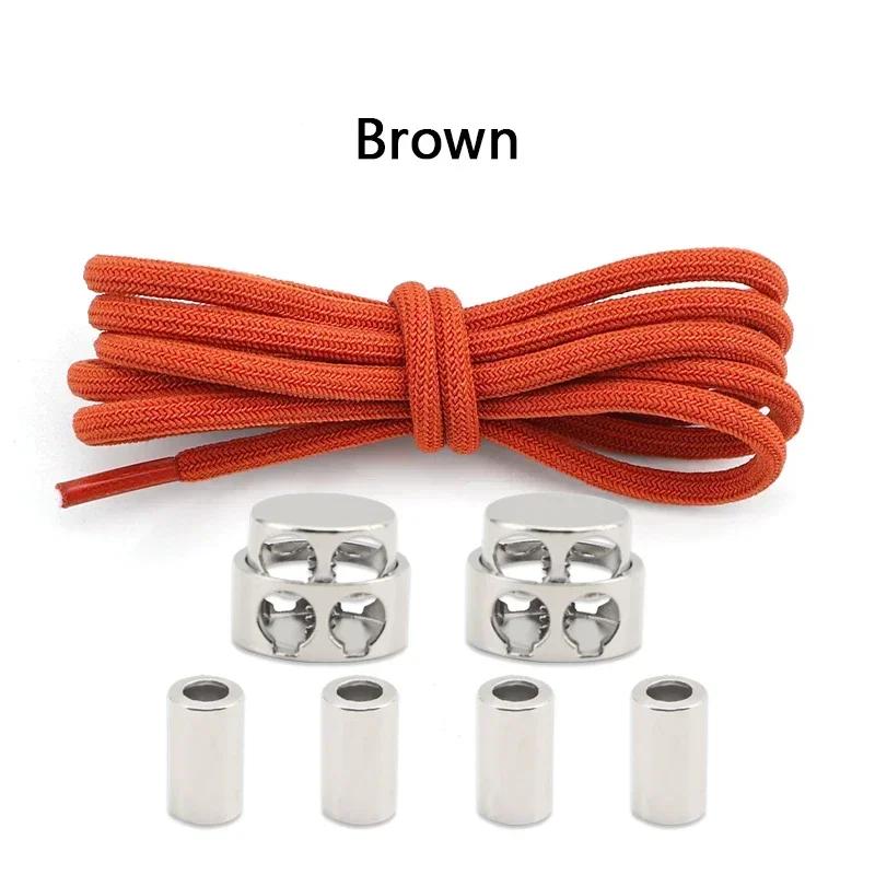 1Pair Lock Shoe laces Without ties Metal Buckle Laces Round Elastic Laces Sneakers Kids Adult No Tie Shoelaces Shoes Accessories