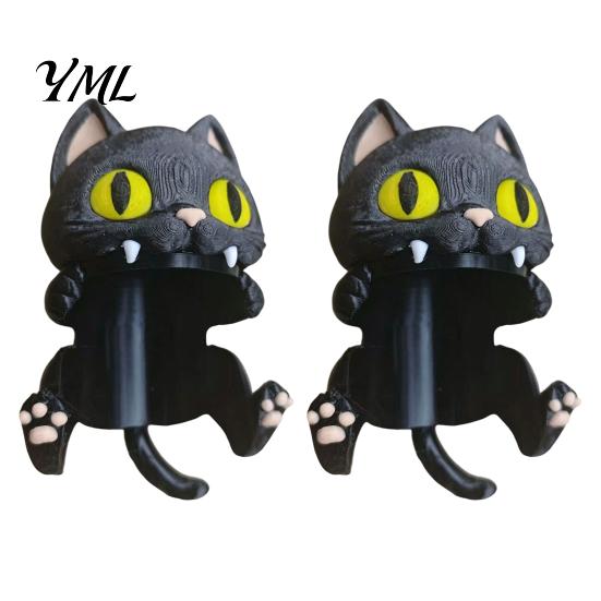 Creative Office Desk Accessory 3D Printed Bat Can Holder, Funny Cartoon Vampire Cat Stand Cute Rack for Standard Soda Cans, Halloween Desktop