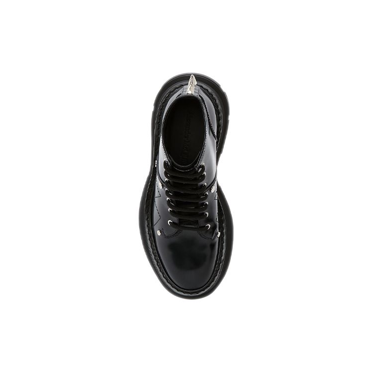 Alexander McQueen  Tread Slick Lace Up Boot Black Spikes Women Sneakers Silver 685692-WHZ85-1081