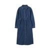 LAP Cut-Out Detail Shirt Collar Long Denim Dress Aq1Do262