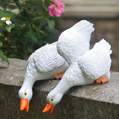 Statuetki kaczek (Styl Ornamentu Krajobrazowego) - Model symulacyjny zwierząt gospodarskich, Figurka rzeźba kurczaka kaczki gęsi, Wystrój domu w pomieszczeniach
