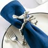 Napkin Ring Vintage Branch Bird Design with Gold Finish Open-End Holder for Cloth