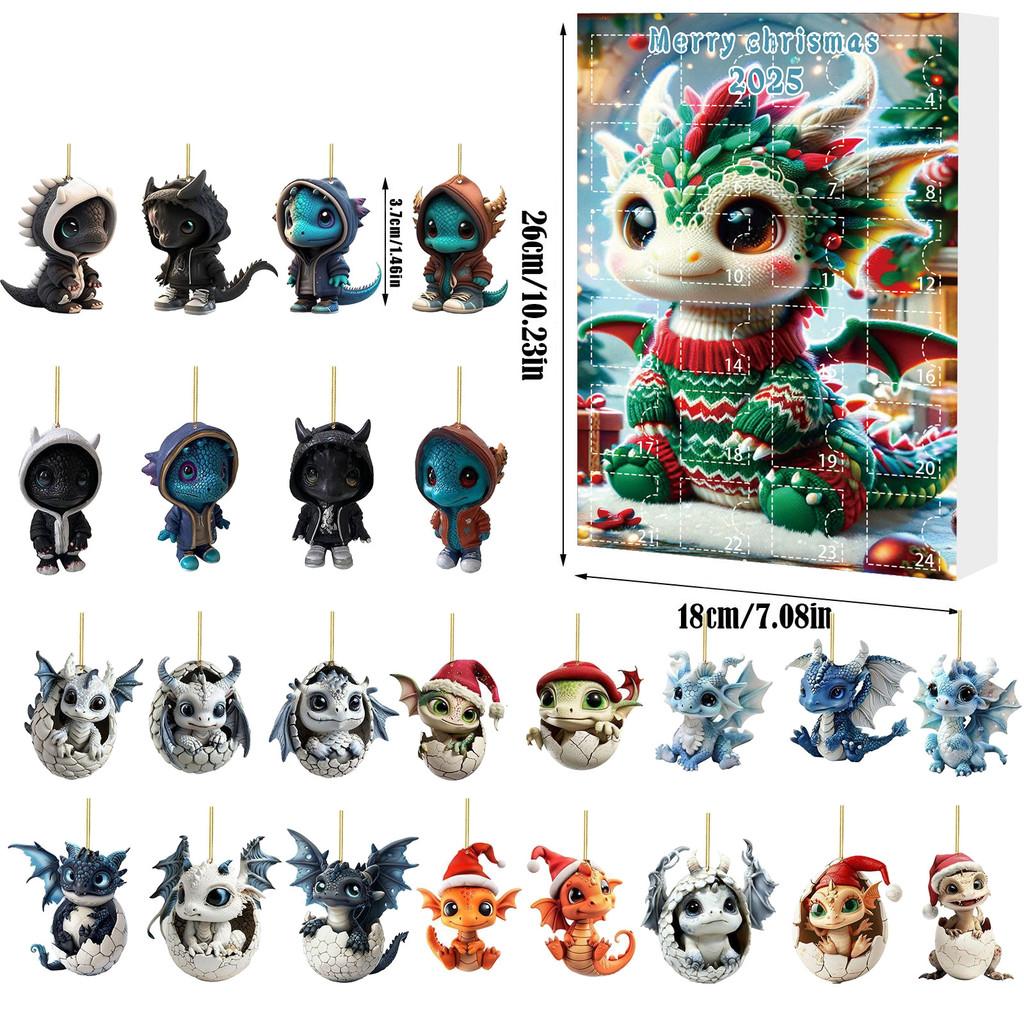 Christmas Countdown Blind Box Mini Acrylic Dragon Baby Hanging Decor For Holiday Gift Giving