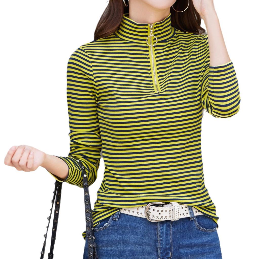 Damen-Unterhemd mit langen Ärmeln, halbem Rollkragen, großer Größe, vielseitige Innenschicht im Herbst- und Winterstil, warme Oberteile