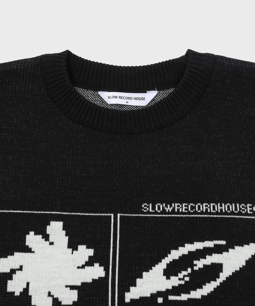 SLOW RECORD HOUSE Universe Logo Knit_Black