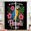 2pcs 2D Flat Printing Window Curtains Parrot Hibiscus Tropical Flower Polyester Without Electricity Festive Holiday Perfect for