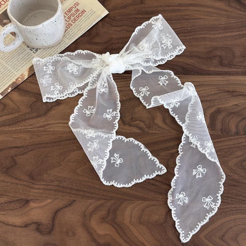 Sweet Sen Style White Lace Long Hair with Butterfly Tie Hair Rope Vigorous Girl Braid Versatile Hair Braiding Magic Weapon