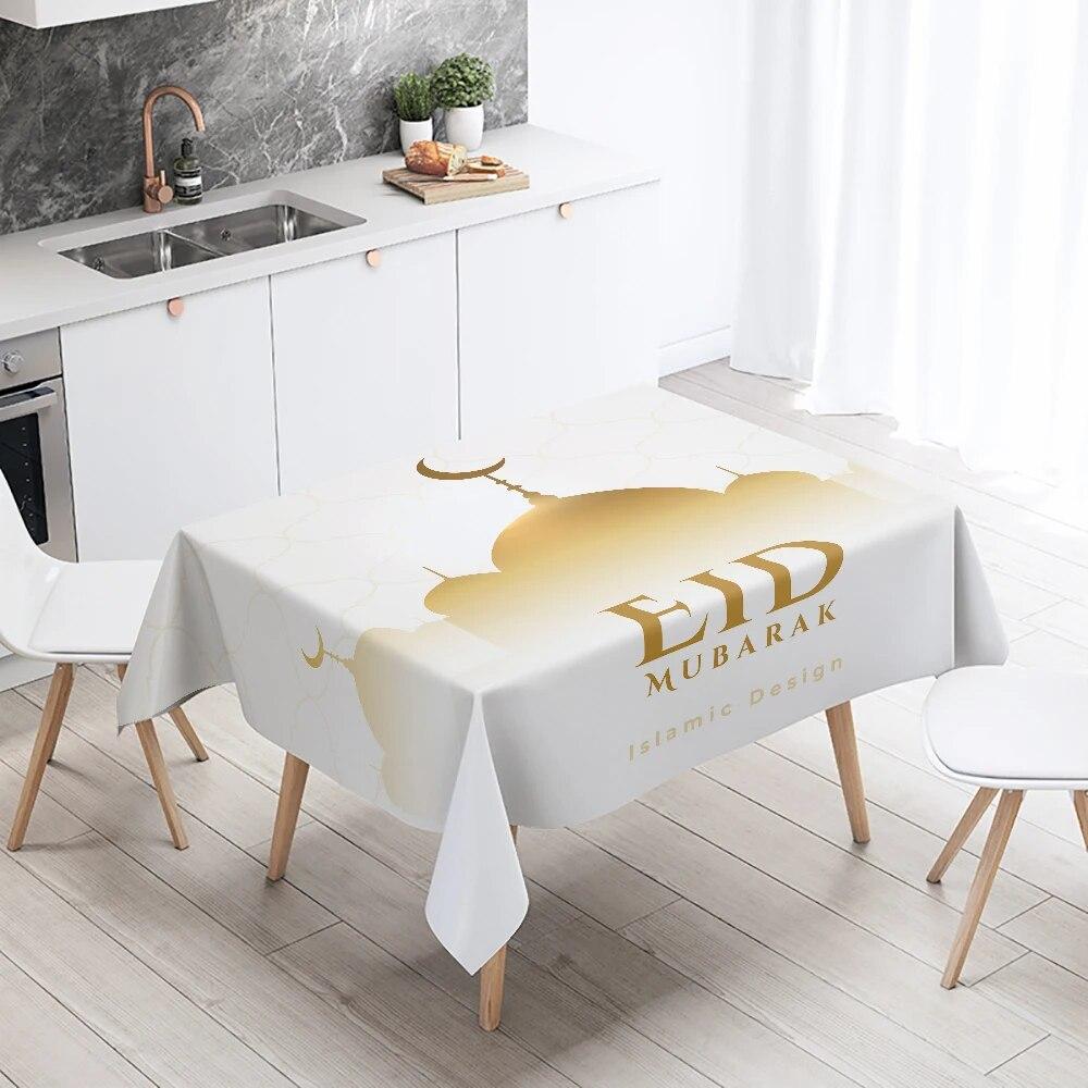 Eid Home Decoration Tablecloth Ramadan Arabic Calligraphy Muslim Decorative Tablecloth Waterproof and Stain-proof