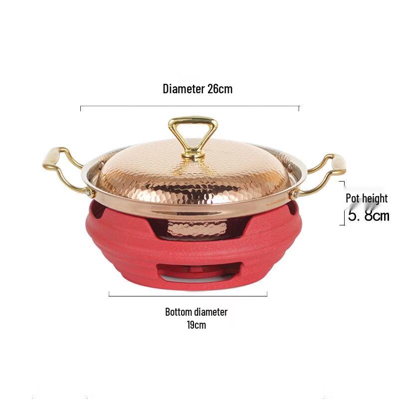 ZISIZ Hammered Stainless Steel Rose Gold Slanted Hotpot Set