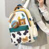 Schoolbag Korean Version Fashionable Versatile Lightweight Backpack Junior High School Student Campus Backpack Creative Cute Print New Schoolbag
