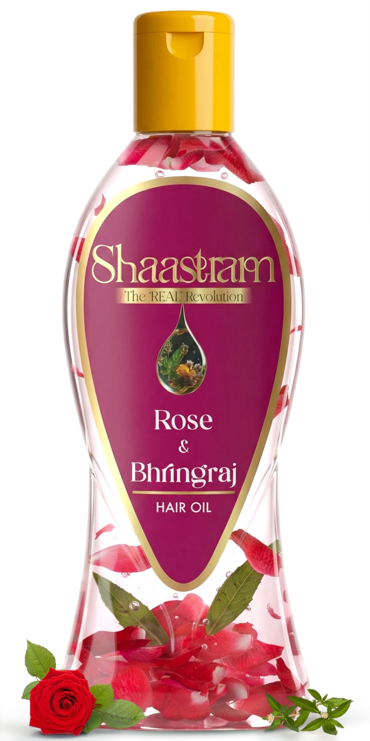 

Shaastram Rose & Bhringraj Prevents Premature Greying | Herbal Hair Oil for Men & Women | Maintains Natural Hair Colour | with Real Rose Pet