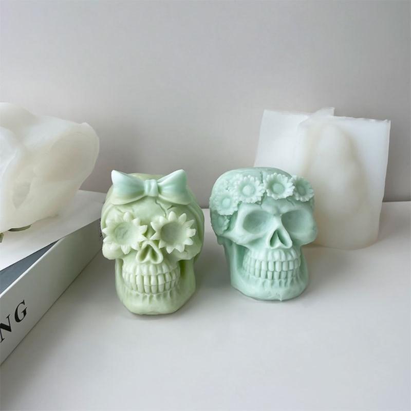 3D Skull Candle Silicone Mold DIY Halloween Decorative Soap Plaster Resin Molds