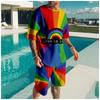 Traje de Hombre Estampado Digital de Verano Arcoíris Traje de Dos Piezas Camiseta Love Is Love Manga Corta Camiseta Casual para Exteriores Ropa