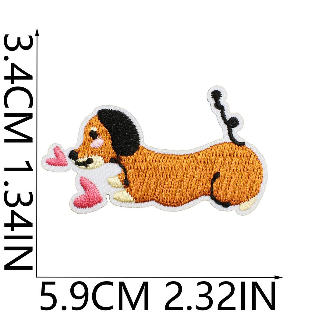 Korean Cute Dachshund Dog Embroidery Cloth Sticker Diy Bag Dress Up Puppy Patch Sticker Computer Embroidery Zhang Zai Ironing