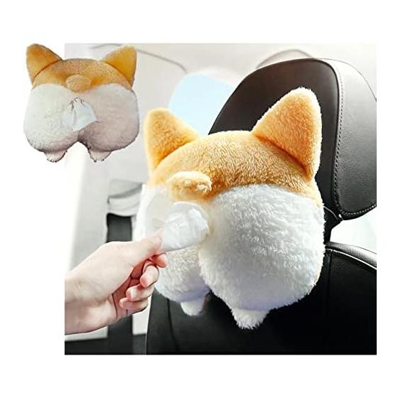 NOELAMOR Corgi Tissue Case for Car Hanging Cute Tissue Cover Funny Stuffed Animal (2 Butts)