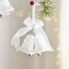 WTEMPO White Lace Ribbon Bells Christmas Tree Hanging Pendents Acrylic Crystal Snowflake Hanging Ornaments Festive Store Scene Christmas Decoration