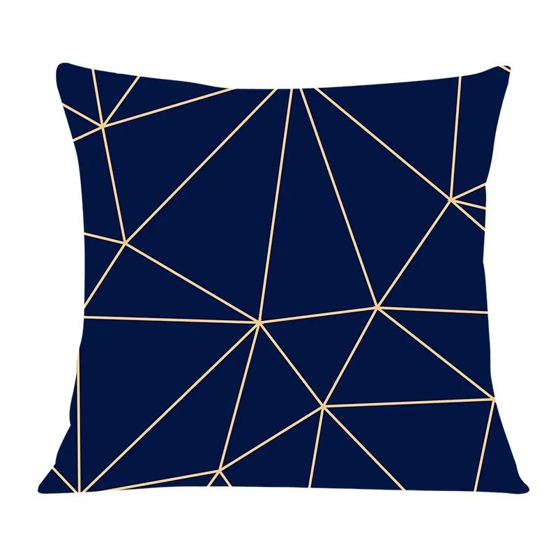 Dark Blue Geometric Pattern Auto Supplies Office Living Room Sofa Cushion Pillowcase Home Decor