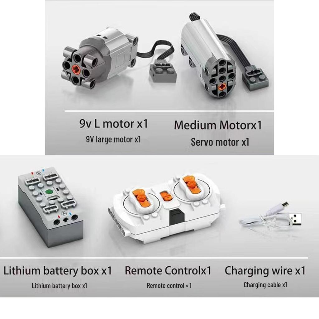 Electric Motor Battery Box & Receiver for Toy Car Building Blocks