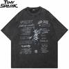 Hip Hop  Retro Washed Black TShirt Streetwear Vintage Graphic Eye Graffiti T Shirt Cotton Men Tshirt Unisex Tops Tees Dope
