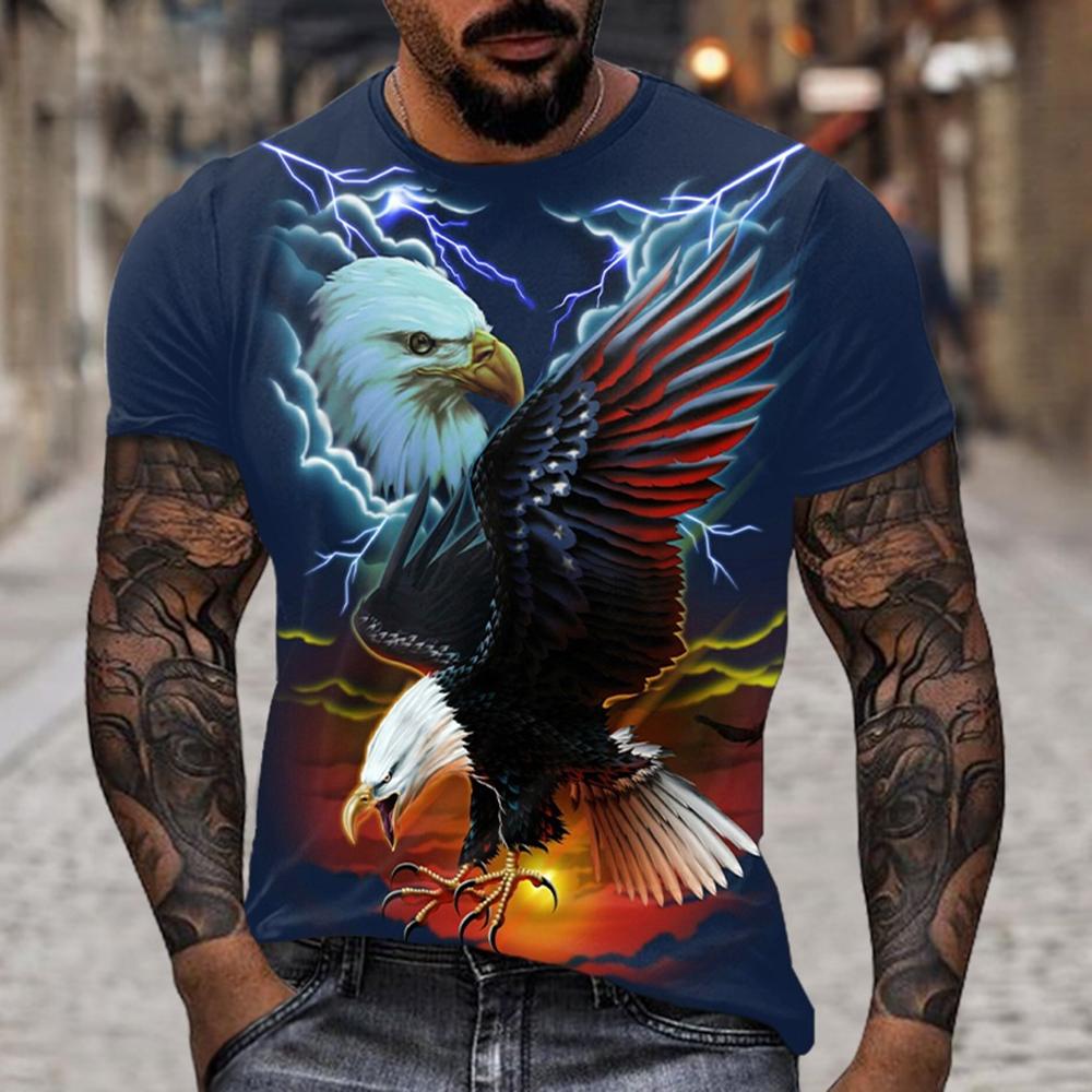 

Летний модный тренд Персонализированный крутой принт Узор орла Мужской повседневный с коротким рукавом Взрослый Серф op 6XL