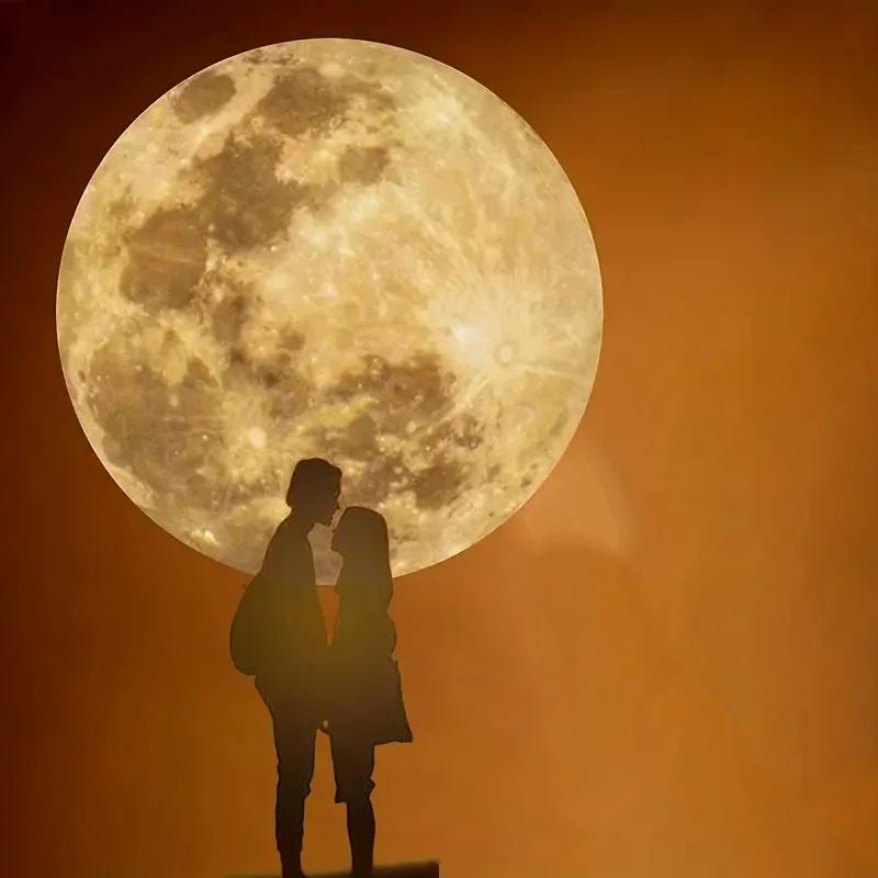 Lumină de Noapte Proiector LED Lună Reîncărcabilă USB Reglabilă Lampă de Atmosferă 3D pentru Dormitor Cameră Copii Petrecere Decor de Perete