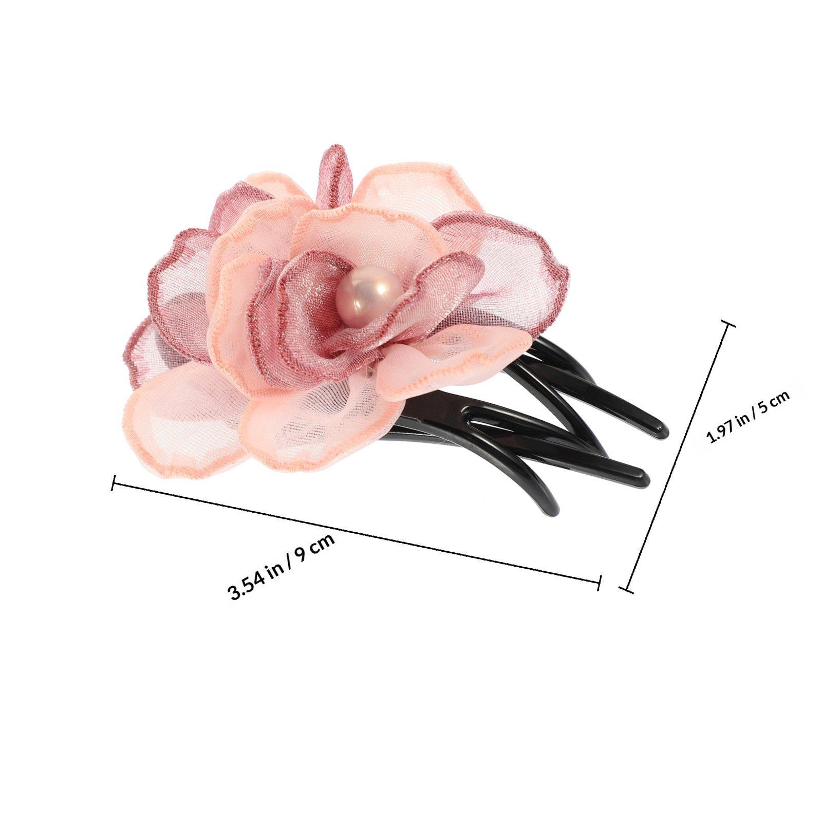 

Silk Yarn Flower Duckbilled Hair Clip for Thick Thin Hair Elegant Non-Slip Alligator Clip Daily Work Party Use Decorative Claw рожевий
