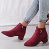Fashion Casual Metal Decoration Solid Suede Ankle Boots Women Pointed Toe Medium Heel Chelsea Boots Women 2025 Classic Winter Shoes