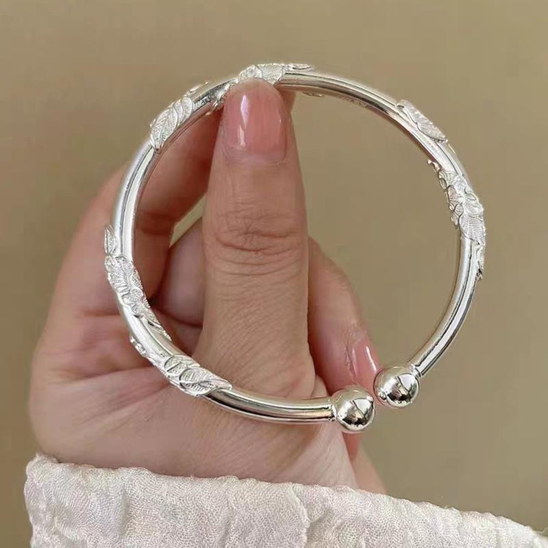 Chinese Style Retro Delicate Bangles For Women Girls Simple Opening Adjustable Bracelets Jewelry Accessories Birthday Gifts