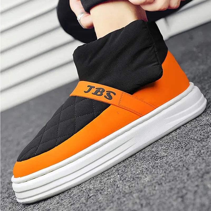 Fashion Men Snow Boots Winter Coldproof Warm Casual Cotton Boots Color Matching Plus Velvet Comfortable Outdoor Male Ankle Boots