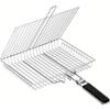 Stainless Steel Folding BBQ Grilling Basket,Grill Mesh for Fish Meat Vegetables,Portable Camping Barbecue Tool,Durable Square Wire Grid(Grill Mesh)