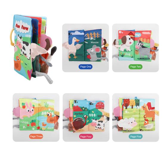 Baby Cloth Book Toy Animal Vehicle Learning Touch And Feel Crinkle Book 0-3 Newborn Infant Sensory Activity Book Early Education Stroller Toy