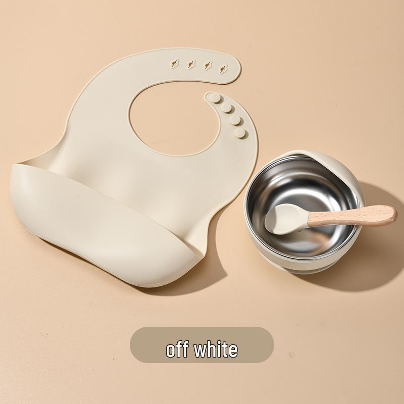 Children's Feeding Tableware Set: Stainless Steel Divided Plate with Food-Grade Silicone Suction Bowl and Spoon