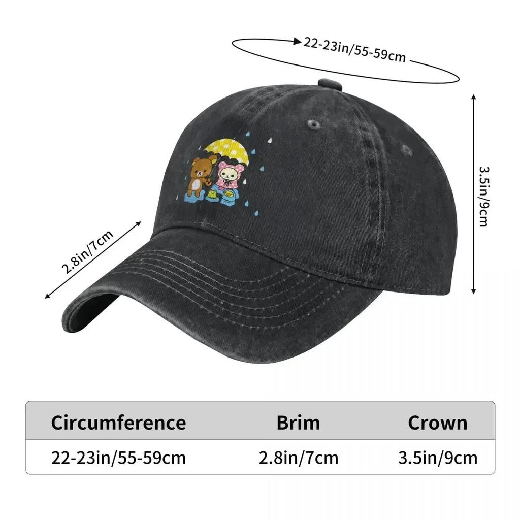 Copy Of Rilakkuma And Korilakkuma In The Rain Washed Baseball Cap Trendy Trucker Hat Unisex Men Sports Sun Visors Baseball Caps