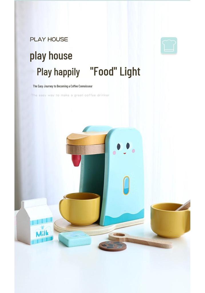 Wooden Toy Coffee & Milk Tea Maker - Parent-Child Interactive Kitchen Playset